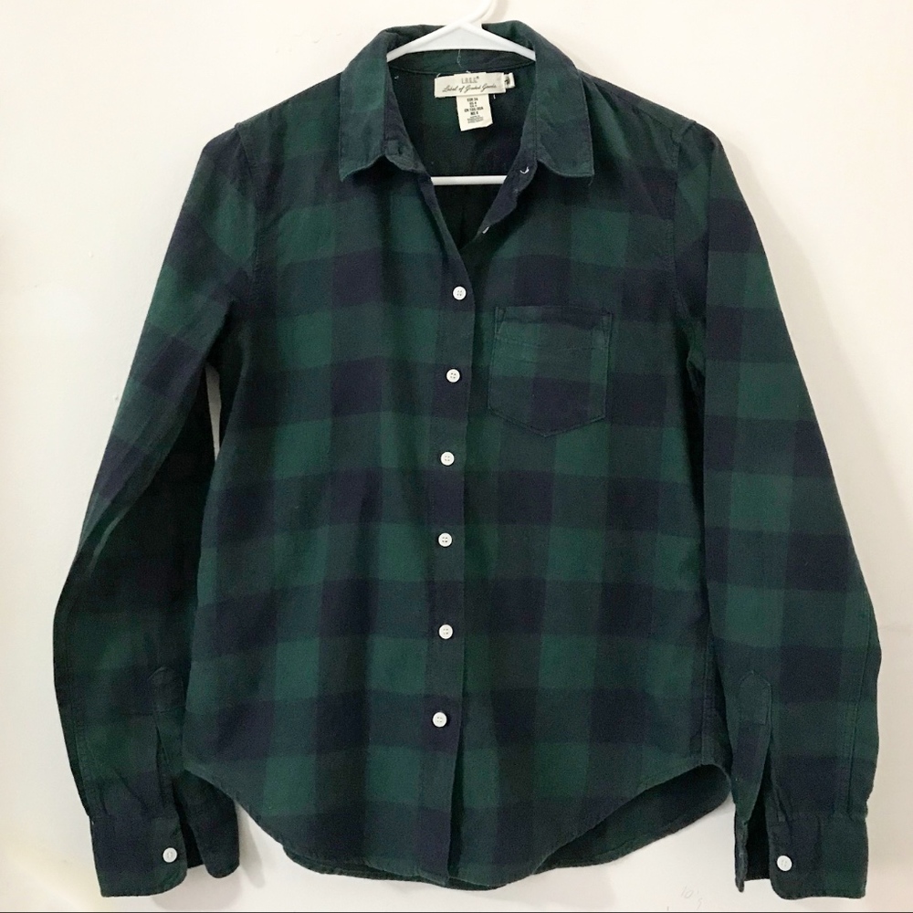 H&M Navy Green Buffalo Plaid Flannel Button-up